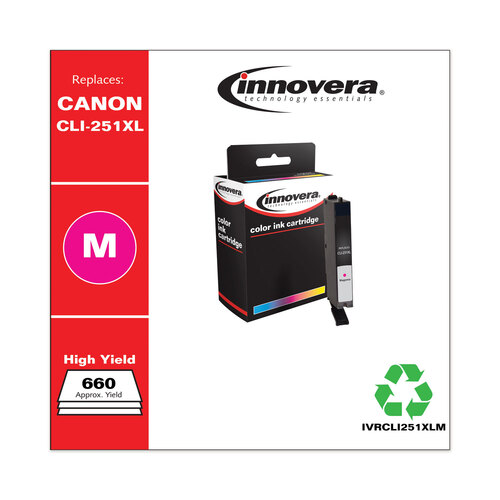 IVRCLI251XLM - Innovera - Remanufactured Magenta High-Yield Ink, Replacement for CLI-251XL (6450B001), 660 Page-Yield