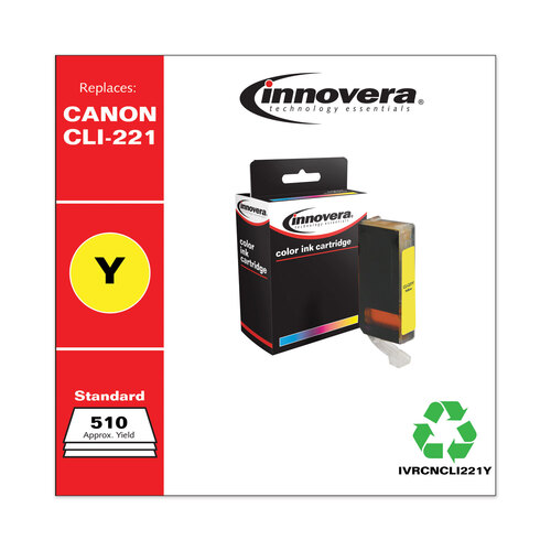 IVRCNCLI221Y - Innovera - Remanufactured Yellow Ink, Replacement for CLI-221Y (2949B001), 510 Page-Yield