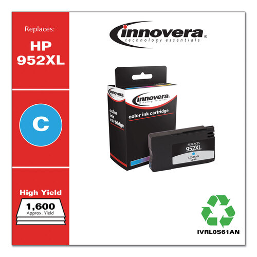 IVRL0S61AN - Innovera - Remanufactured Cyan High-Yield Ink, Replacement for 952XL (L0S61AN), 1,600 Page-Yield