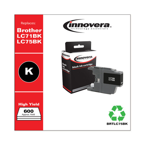 IVRLC75BK - Innovera - Remanufactured Black High-Yield Ink, Replacement for LC75BK, 600 Page-Yield