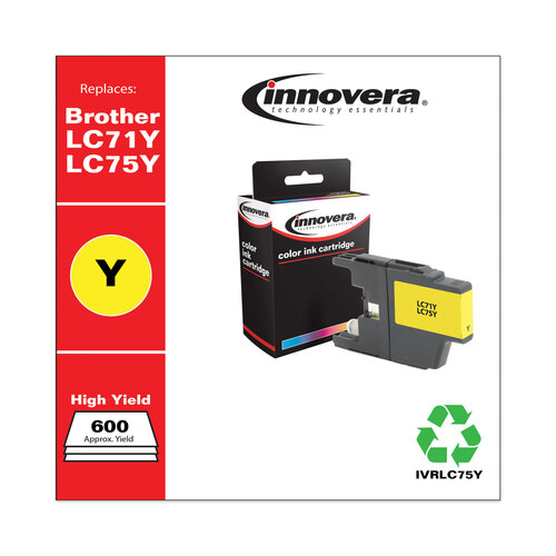 IVRLC75Y - Innovera - Remanufactured Yellow High-Yield Ink, Replacement for LC75Y, 600 Page-Yield