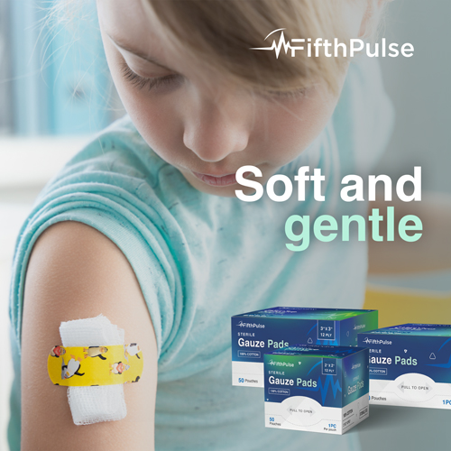 JEGFMN100653 - FifthPulse - FifthPulse Sterile Gauze Pads 4" x 4" Individually Packed Pouches, 100% Cotton, 50/PK