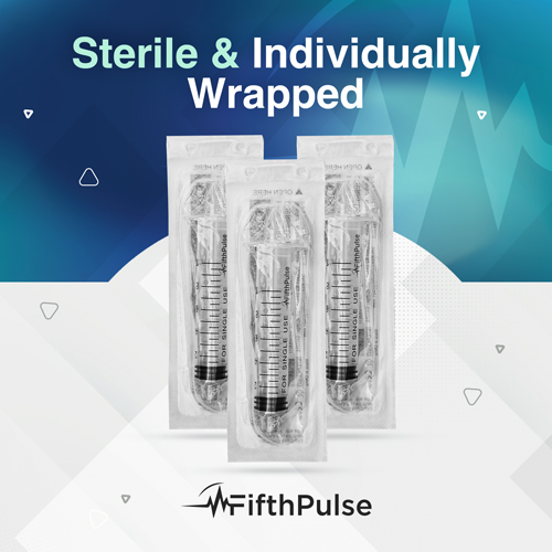 JEGFMN100662 - FifthPulse - FifthPulse 100ml Syringe with Luer Lock (NO Needle), Measurement Dispensing, Sterile, Individually Wrapped, 5/PK