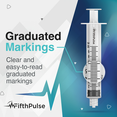 JEGFMN100662 - FifthPulse - FifthPulse 100ml Syringe with Luer Lock (NO Needle), Measurement Dispensing, Sterile, Individually Wrapped, 5/PK