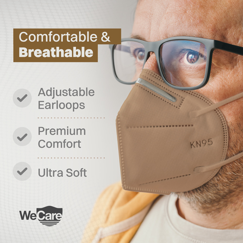 WeCare Protective Disposable KN95 Face Mask, 5Ply Layer, Earth Tones