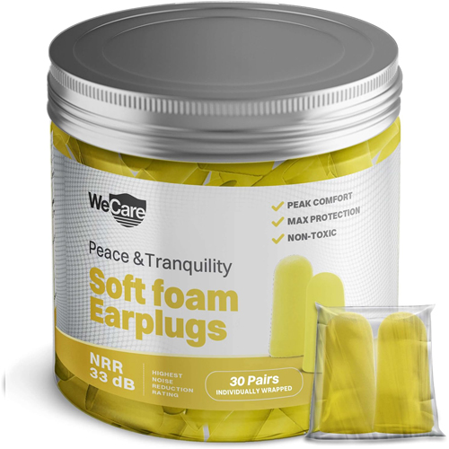 JEGWMN100197 - WeCare - WeCare Individually Wrapped Soft Foam Highest NRR 33dB Earplugs, Yellow, 30 Pairs