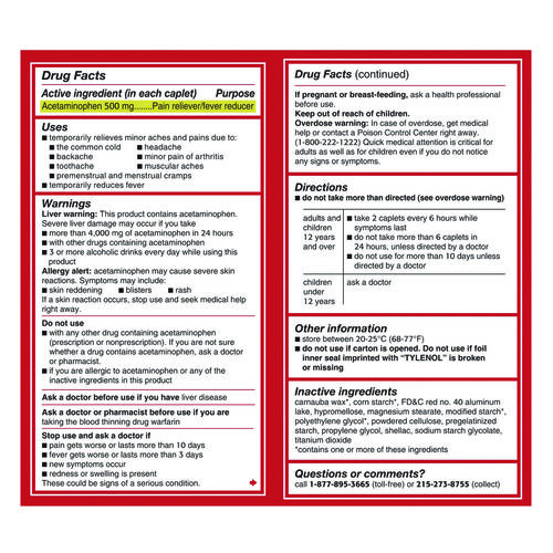 JOJ044909 - MCNEIL - DIV OF JOHNSON&amp;JOHNSON - Extra Strength Pain Reliever Caplets, 100 Count