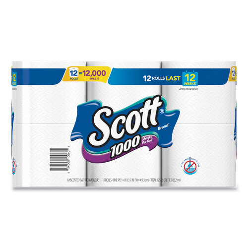 Scott 3 Ply Toilet Paper-12 Toilet Tissue RollsX300 Pulls (Total 3600  Pulls)- Bathroom Tissue From Kimberly Clark