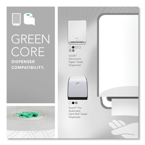 KCC25700 - Kimberly Clark Professional - Pro Hard Roll Paper Towels with Elevated Scott Design for Scott Pro Dispenser, Green Core Only, 1-Ply, 1,150 ft, 6 Rolls/CT