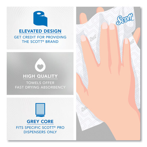 KCC25703 - Kimberly Clark Professional - Pro Hard Roll Paper Towels with Elevated Scott Design for Scott Pro Dispenser, Gray Core Only, 1-Ply, 1,150 ft, 6 Rolls/CT