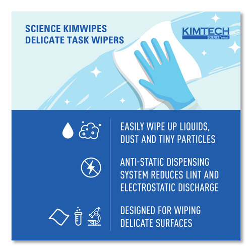 KCC34155CT - Kimberly Clark Professional - Kimwipes, Delicate Task Wipers, 1-Ply, 4.4 x 8.4, 286/Box