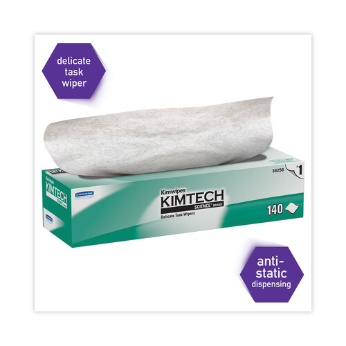 KCC34256BX - Kimberly Clark Professional - KIMTECH Kimwipes Delicate Task Wipers, 1-Ply, 16 3/5 x 16 5/8, 140/Box