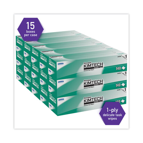 KCC34256CT - Kimberly Clark Professional - KIMTECH Kimwipes Delicate Task Wipers, 1-Ply, 14 7/10 x 16 3/5, 140/Box, 15 Boxes/Carton