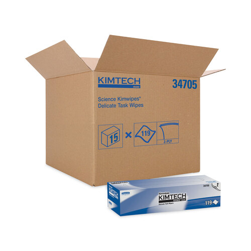 KCC34705 - Kimberly Clark Professional - Kimwipes Delicate Task Wipers, 2-Ply, 11.8 x 11.8, 120/Box, 15 Boxes/Carton