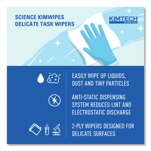 KCC34721 - Kimberly Clark Professional - KIMTECH Kimwipes Delicate Task Wipers, 2-Ply, 14 7/10 x 16 3/5, 90/Box, 15 Boxes/Carton