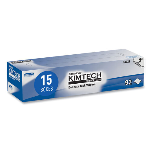 KCC34721 - Kimberly Clark Professional - KIMTECH Kimwipes Delicate Task Wipers, 2-Ply, 14 7/10 x 16 3/5, 90/Box, 15 Boxes/Carton