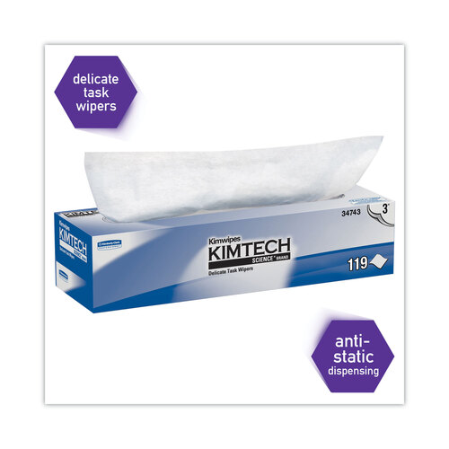 KCC34743 - Kimberly Clark Professional - Kimwipes Delicate Task Wipers, 3-Ply, 11.8 x 11.8, 100/Box, 15 Boxes/Carton