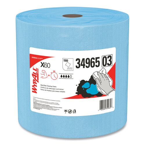 General Clean X60 Cloths, Jumbo Roll, 12.5 x 13.4, Blue, 1,100/Roll General Clean X60 Cloths, Jumbo Roll, 12.5 x 13.4, Blue, 1,100/Roll
