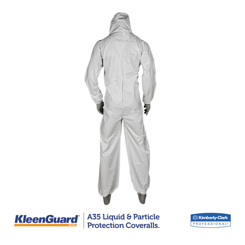 KCC38939 - Kimberly Clark Professional - A35 Liquid and Particle Protection Coveralls, Zipper Front, Hooded, Elastic Wrists and Ankles, X-Large, White, 25/Carton