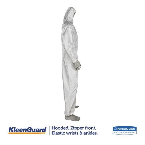 KCC38939 - Kimberly Clark Professional - A35 Liquid and Particle Protection Coveralls, Zipper Front, Hooded, Elastic Wrists and Ankles, X-Large, White, 25/Carton