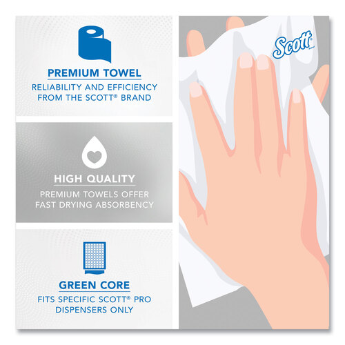 KCC43961 - Kimberly Clark Professional - Pro Hard Roll Paper Towels with Absorbency Pockets, for Scott Pro Dispenser, Green Core Only, 1-Ply, 7.5" x 900 ft,6 Rolls/CT