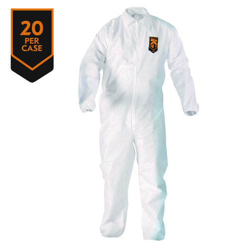 KCC49107 - KIMBERLY CLARK PROFESSIONAL - A20 Breathable Particle Protection Coveralls, Zip Front, Elastic Back, Wrists, Ankles, 4X-Large, White, 20/Carton