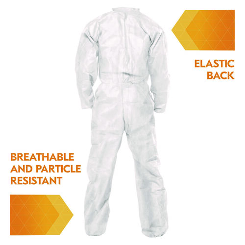 KCC49107 - KIMBERLY CLARK PROFESSIONAL - A20 Breathable Particle Protection Coveralls, Zip Front, Elastic Back, Wrists, Ankles, 4X-Large, White, 20/Carton