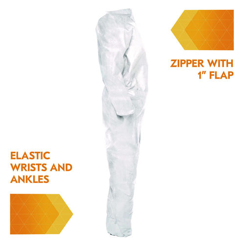 KCC49107 - KIMBERLY CLARK PROFESSIONAL - A20 Breathable Particle Protection Coveralls, Zip Front, Elastic Back, Wrists, Ankles, 4X-Large, White, 20/Carton