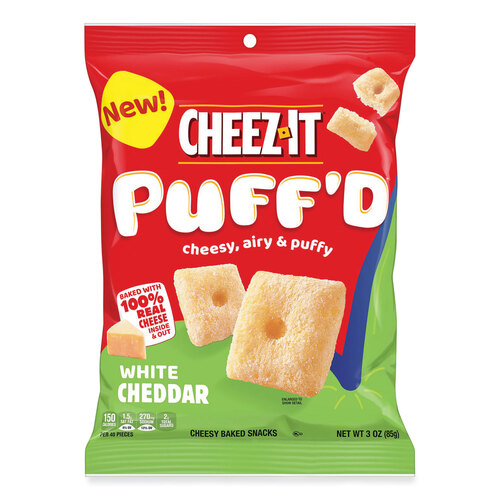 Puff'd Crackers, White Cheddar, 3 oz Bag, 6/Carton Puff'd Crackers, White Cheddar, 3 oz Bag, 6/Carton