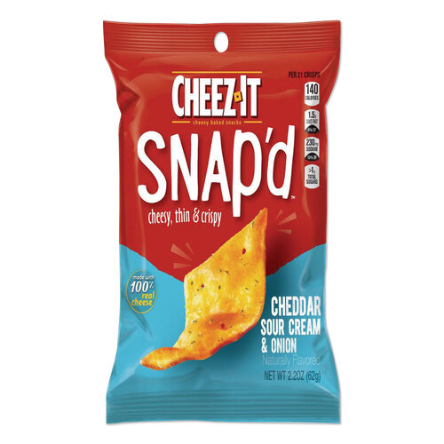 KEB11460 - Kellogg's - Cheez-it Snap&#39;d Crackers, Cheddar Sour Cream and Onion, 2.2 oz Pouch, 6/Pack