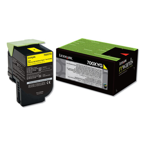LEX70C0XYG - Lexmark - 70C0XYG Return Program Extra High-Yield Toner, 4,000 Page-Yield, Yellow, TAA Compliant