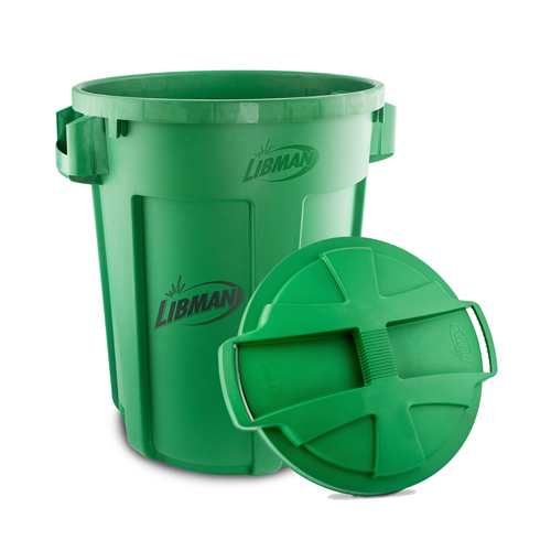 Rubbermaid BRUTE Round Trash Can Container, 32 Gallon, Dark Green