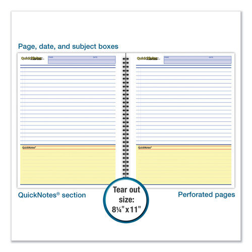 MEA06066 - Cambridge Limited - Wirebound Guided QuickNotes Notebook, 1 Subject, List-Management Format, Dark Gray Cover, 11 x 8.5, 80 Sheets