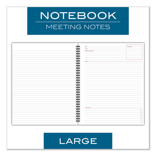 MEA06132 - Mead - Wirebound Guided Meeting Notes Notebook, 1 Subject, Meeting-Minutes/Notes Format, Dark Gray Cover, 11 x 8.25, 80 Sheets