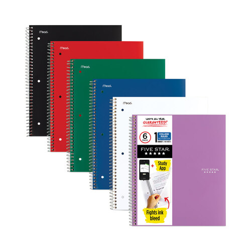 MEA38052 - Mead - Wirebound Notebook, 1-Subject, Medium/College Rule, Randomly Assorted Cover Color, (100) 11 x 8.5 Sheets, 6/Pack