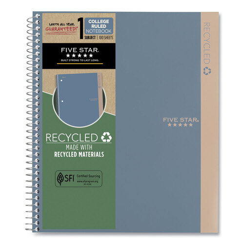 MEA820053 - Mead - Recycled Notebook, 1 Subject, Medium/College Rule, Randomly Assorted Cover, 11 x 8.5 Sheets