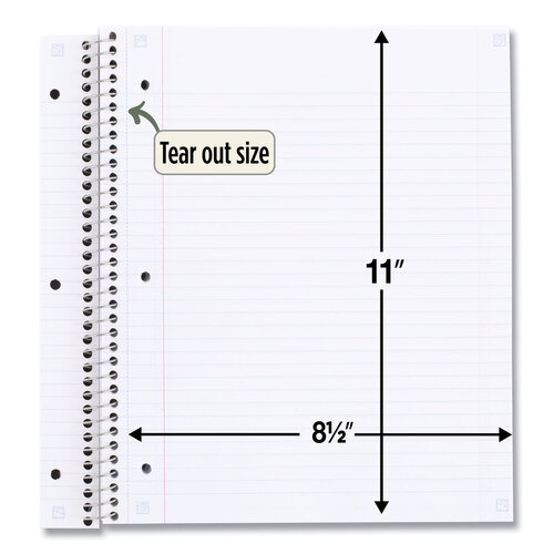 MEA820053 - Mead - Recycled Notebook, 1 Subject, Medium/College Rule, Randomly Assorted Cover, 11 x 8.5 Sheets
