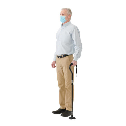 MED4UCANE - Medline - Medline 4U 4-Point Offset Folding Hybrid Cane, Black