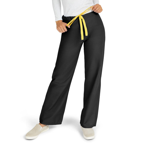 MED600BLK4XL-CA - Medline - AngelStat Unisex Reversible Scrub Pants with Drawstring Waist, 1/EA