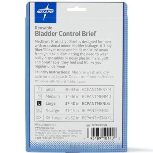 MEDBCPANTMENLGZ - Medline - Medline Reusable Light Incontinence Pants, Men, Size Large, for Waist Size 37-40"