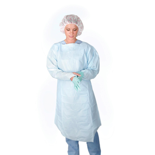 MEDCRI5000Z - Medline - Medline Polyethylene Gowns with Thumb Loop, Blue, Size Regular, 15 EA/BX