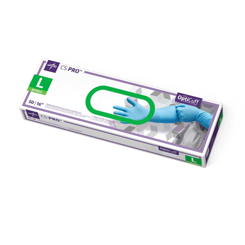 MEDCS16L - Medline - Medline CS Pro 16" Cuff Nitrile Exam Gloves, Blue, Large, 500 EA/CS