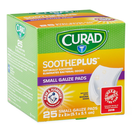 MEDCUR202225AHH - Curad - Curad CURAD SoothePlus 2" x 2" Gauze Pad, 25/Box, 1/EA