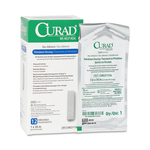 MEDCUR251136 - Medline - Medline CURAD Sterile Nonadherent Petrolatum Gauze Dressing, 72 Each per Case