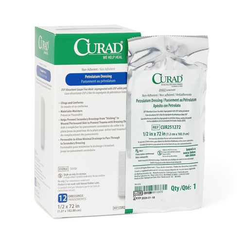 MEDCUR251272 - Medline - Medline CURAD Sterile Nonadherent Petrolatum Gauze Dressing, 72 Each per Case