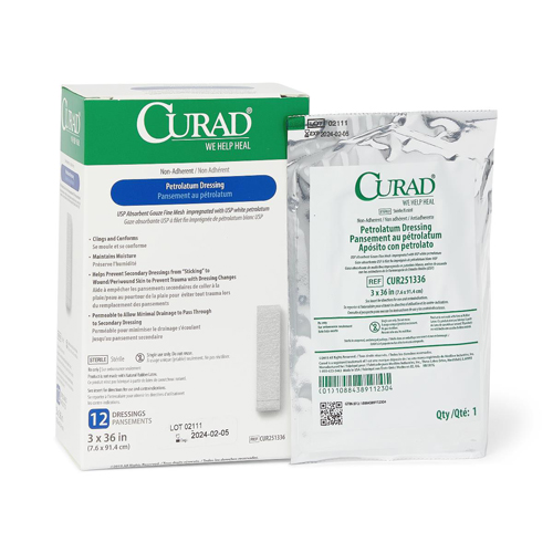 MEDCUR251336 - Medline - Medline CURAD Sterile Nonadherent Petrolatum Gauze Dressing, 72 Each per Case