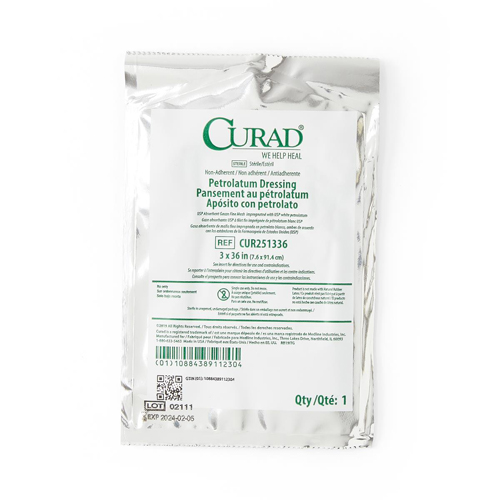 MEDCUR251336H - Medline - CURAD Sterile Nonadherent Petrolatum Gauze Dressing, 1 Each