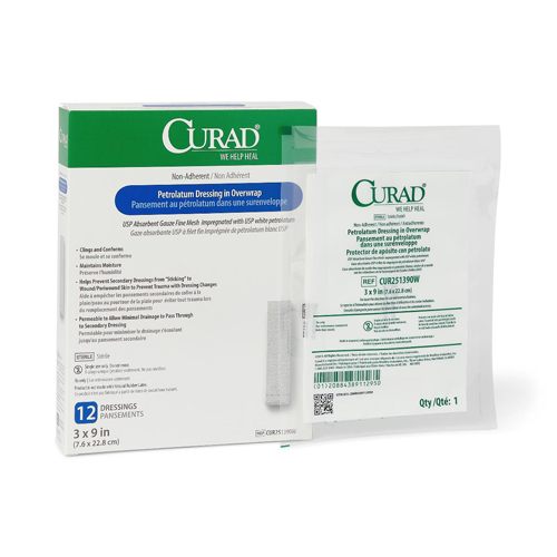 MEDCUR251390WZ - Medline - Medline CURAD Sterile Overwrap Petrolatum Gauze, 12 Each per Box