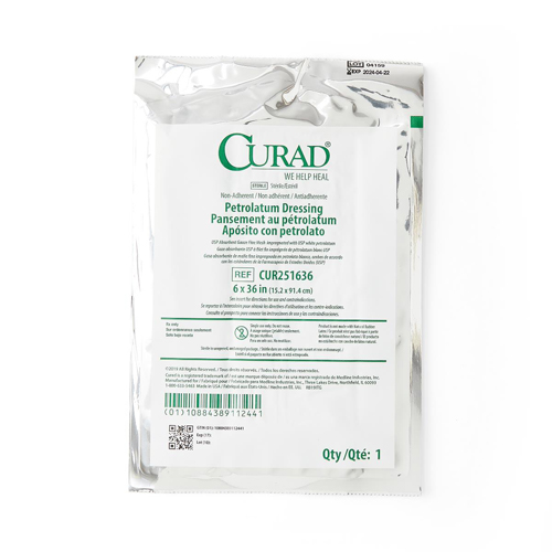 MEDCUR251636H - Medline - Medline CURAD Sterile Nonadherent Petrolatum Gauze Dressing, 1 Each