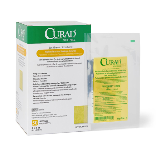 MEDCUR253180WZ - Medline - Medline CURAD Xeroform Sterile Nonadherent Overwrap Gauze Dressing, 50 Each per Box